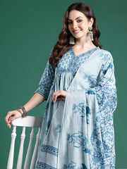 Purple Embroidered Straight Kurta Trousers With Dupatta set