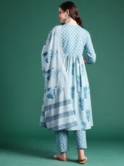 Purple Embroidered Straight Kurta Trousers With Dupatta set