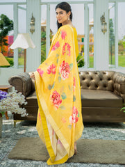 Purple Printed Straight Kurta Trousers With Dupatta set