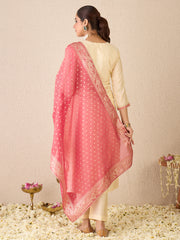 Green Embroidered Straight Kurta Trousers With Dupatta set