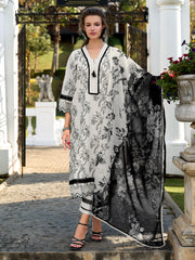Mauve Printed Straight Kurta Trousers With Dupatta set