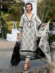 Mauve Printed Straight Kurta Trousers With Dupatta set