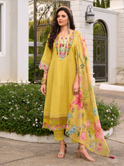0 Embroidered Anarkali Kurta Trousers With Dupatta Set