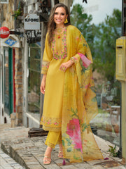 Maroon Embroidered Straight Kurta Trousers With Dupatta Set
