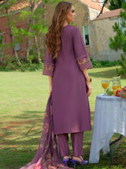 White Embroidered A-Line Kurta Trousers With Dupatta Set