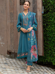 Black Embroidered Anarkali Kurta Trousers With Dupatta Set