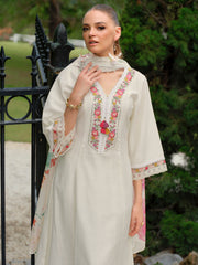 Black Embroidered A-Line Kurta Trousers With Dupatta Set