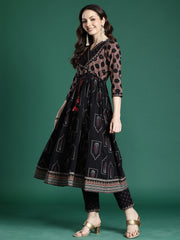 Red Embroidered Straight Kurta Trousers With Dupatta Set