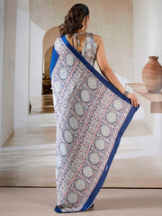 Women's Satin Printed Designer Saree With Blouse Piece