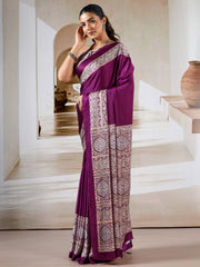 Women's Satin Printed Designer Saree With Blouse Piece