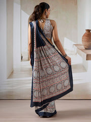 Women's Satin Printed Designer Saree With Blouse Piece