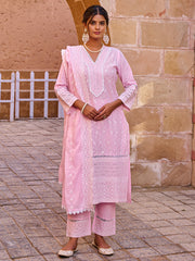 Blue Embroidered Straight Kurta Trousers With Dupatta set