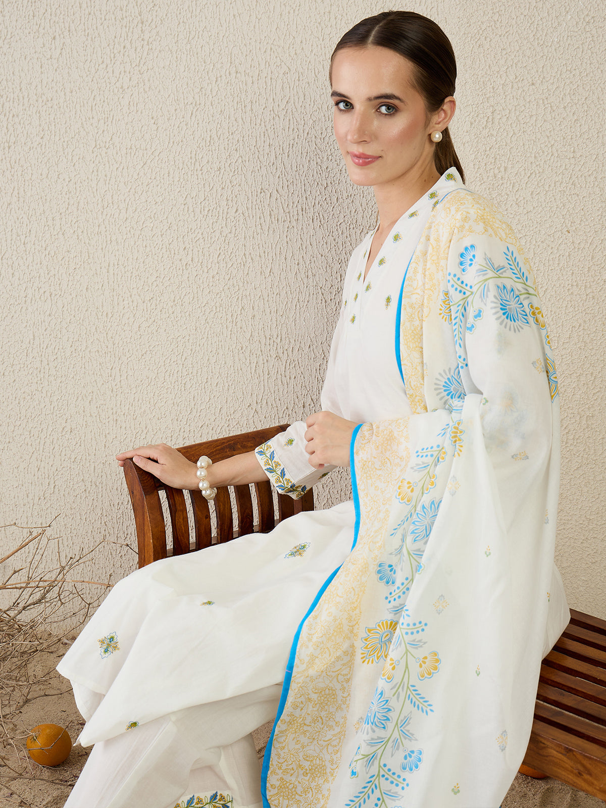 Burgundy Embroidered Anarkali Kurta Trousers With Dupatta Set