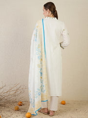 Burgundy Embroidered Anarkali Kurta Trousers With Dupatta Set