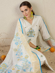 Purple Embroidered Anarkali Kurta Trousers With Dupatta Set