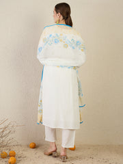 Purple Embroidered Anarkali Kurta Trousers With Dupatta Set