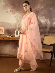 Printed Straight Kurta Trousers With Dupatta Set