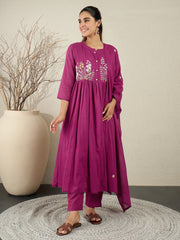 Pink Printed Straight Kurta Trousers With Dupatta Set