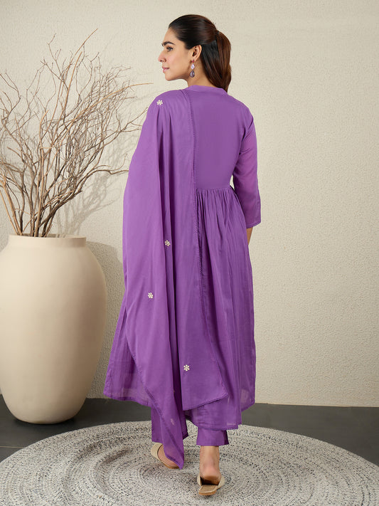 Off White Embroidered Straight Kurta Trousers With Dupatta set