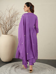 Off White Embroidered Straight Kurta Trousers With Dupatta set