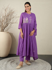 Off White Embroidered Straight Kurta Trousers With Dupatta set