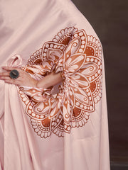 Women's Satin Cream Digital Print Designer Saree With Blouse Piece