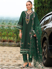 Green Embroidered Straight Kurta Trousers With Dupatta Set