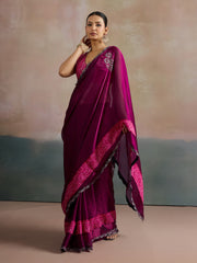 Women's Chiffon Pink Embellished Designer Saree With Blouse Piece