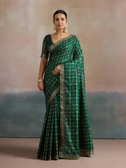 Women's Dola Silk Green Digital Print Designer Saree With Blouse Piece