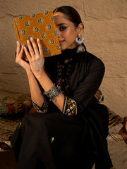 Purple Printed Straight Kurta Trousers With Dupatta set