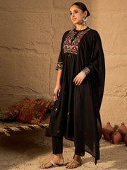 Purple Printed Straight Kurta Trousers With Dupatta set