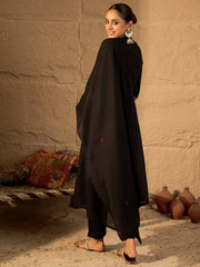 Purple Printed Straight Kurta Trousers With Dupatta set