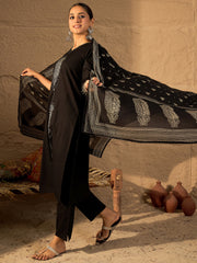 Pink Embroidered A-Line Kurta Trousers With Dupatta set