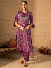 Yellow Embroidered Straight Kurta Trousers With Dupatta Set