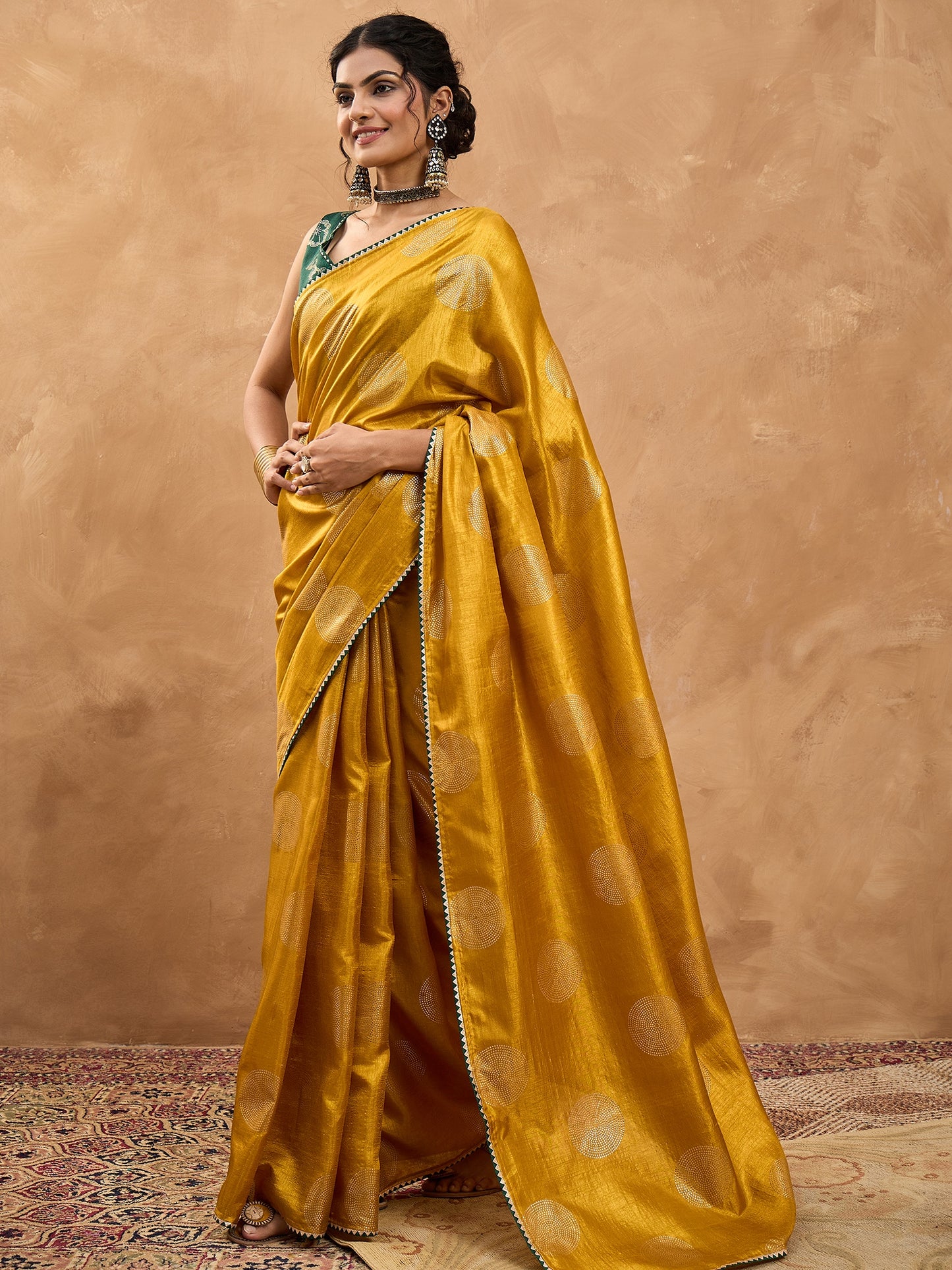 Women's Dola Silk Mustard Digital Print Designer Saree With Blouse Piece