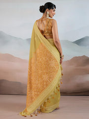 Women's Pure Cotton Light Green Woven Design DesignerSaree With Blouse Piece