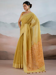 Women's Pure Cotton Light Green Woven Design DesignerSaree With Blouse Piece