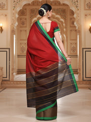Women's Cotton Silk Red Solid DesignerSaree With Blouse Piece