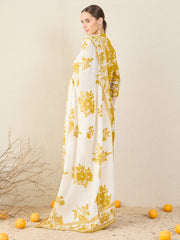 Yellow Printed Straight Kurta Trousers With Dupatta Set