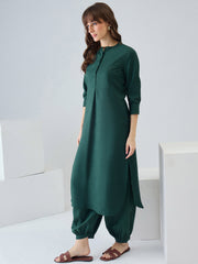 Green Solid Straight Kurta Salwar set