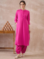 Pink Solid Straight Kurta Salwar set