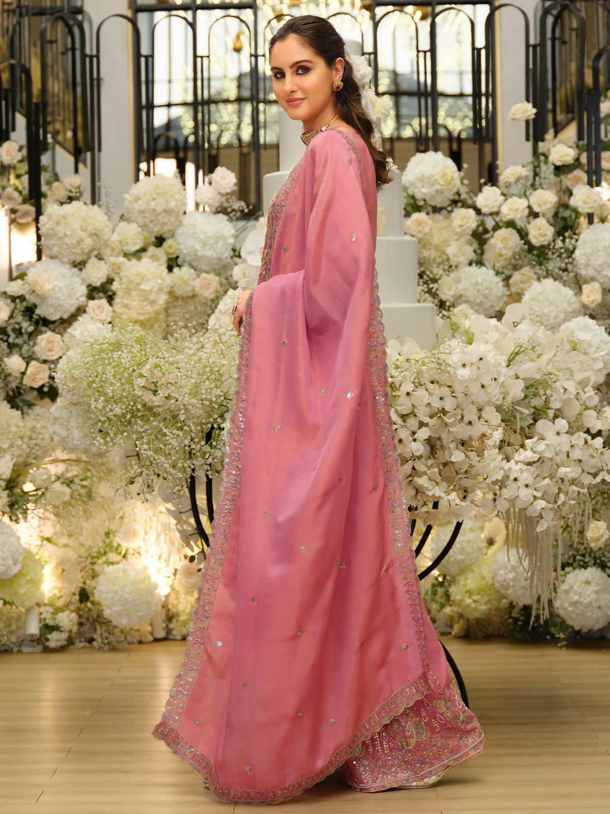 Pink Embroidered Straight Kurta Palazzos With Dupatta Set-ST9KH266