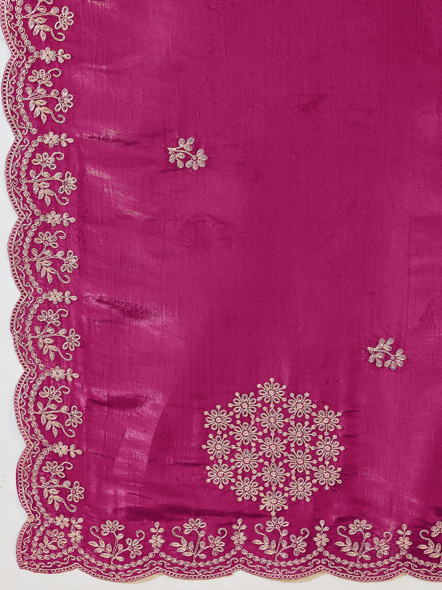 Women's Tissue Pink Zari Embroidered Designer Saree With Blouse Piece