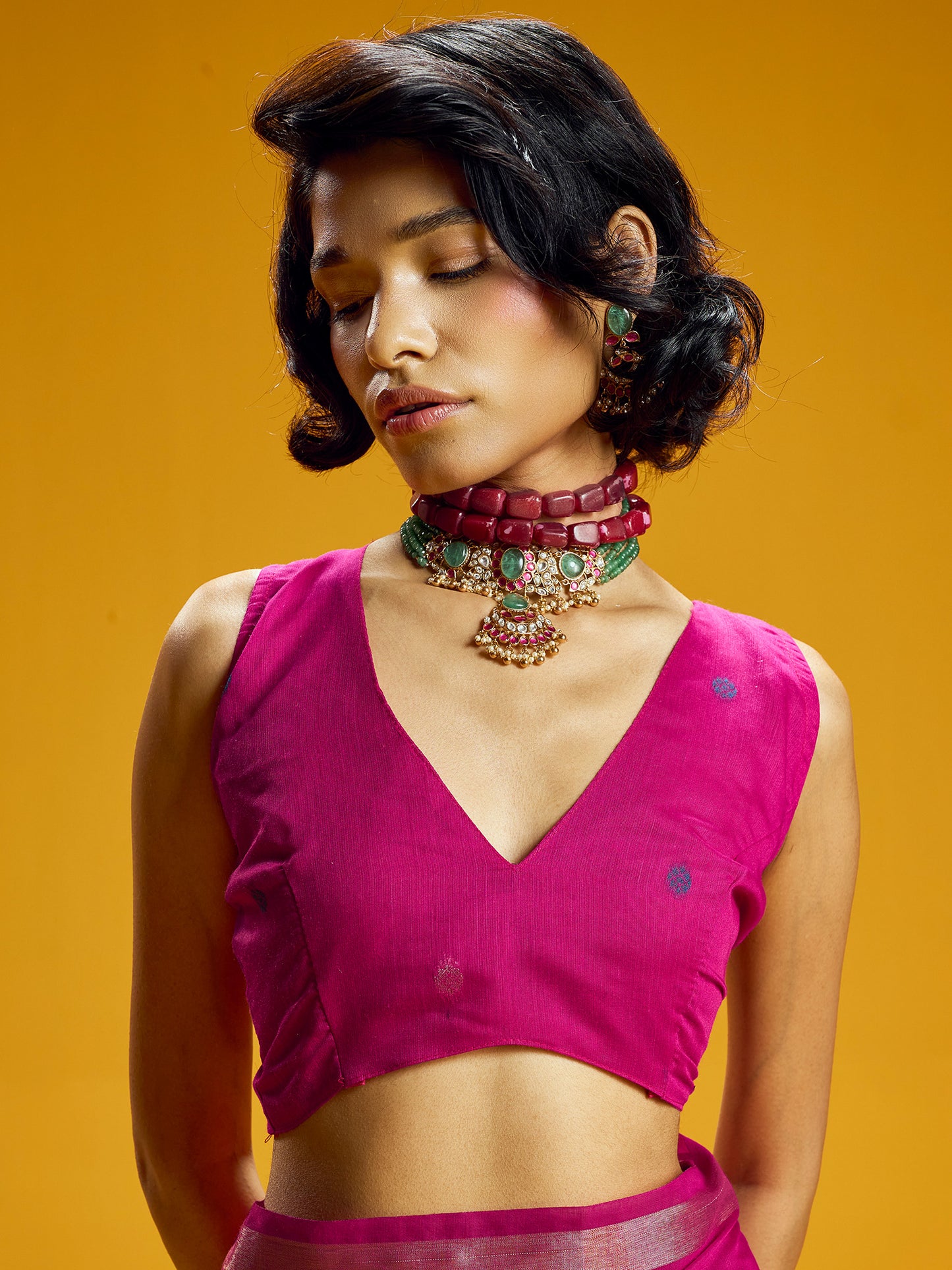 Women's Cotton Silk Pink Woven Design Designer Saree With Blouse Piece