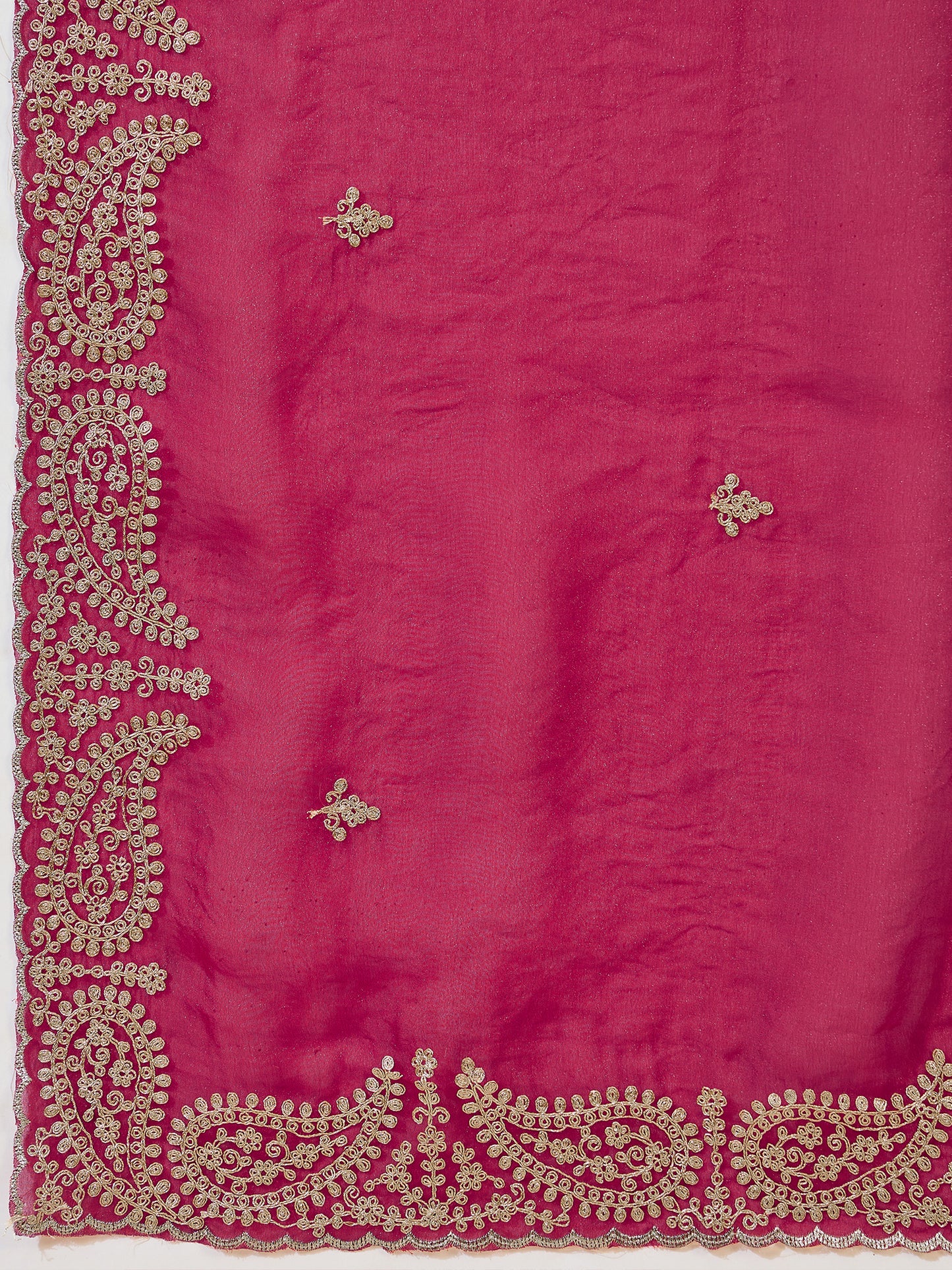 Women's Tissue Pink Zari Embroidered Designer Saree With Blouse Piece
