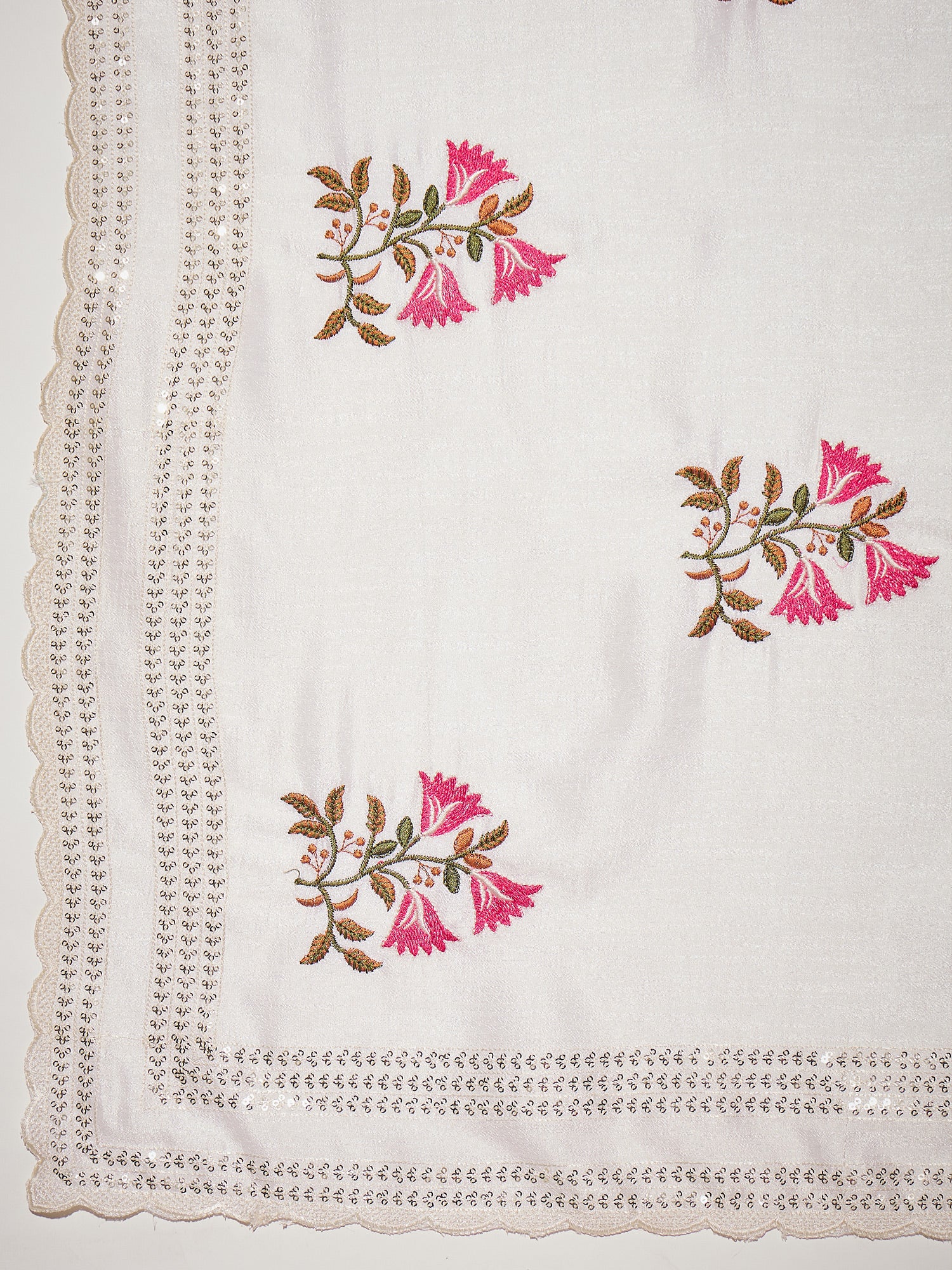 Women's Vichitra Silk White Embellished Designer Saree With Blouse Piece