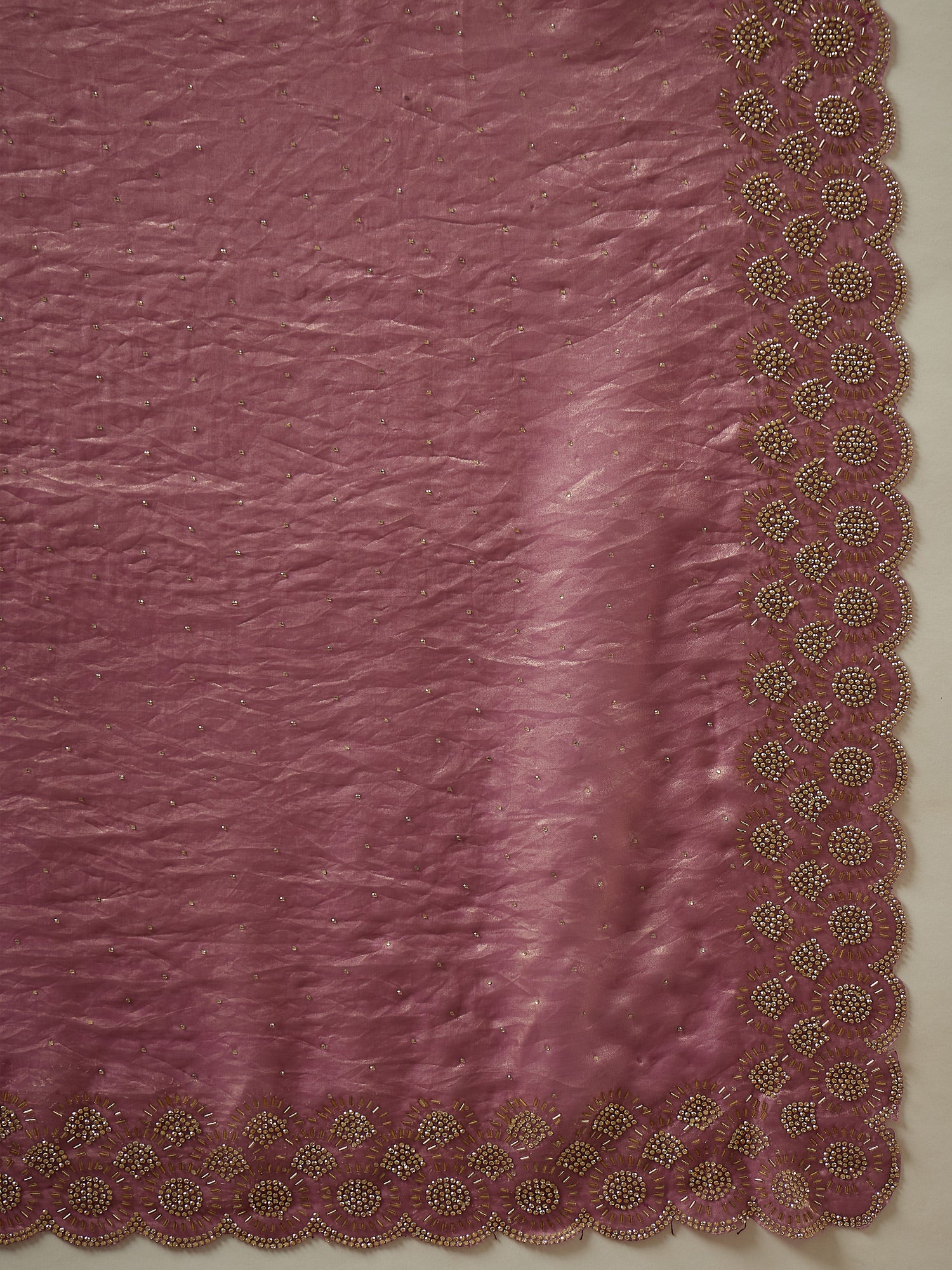 Women's Satin Silk Mauve Embellished Designer Saree With Blouse Piece