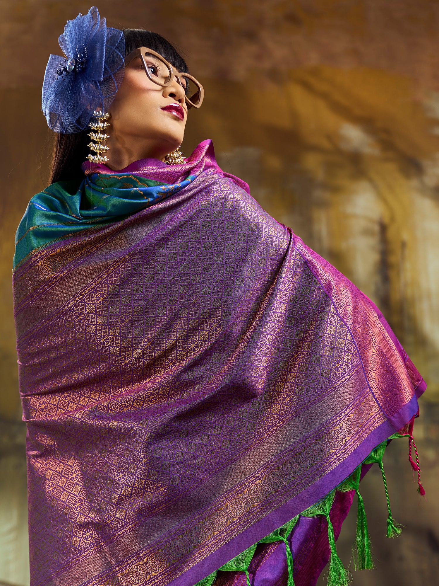 Women's Pure Silk Light Blue Woven Design Designer Saree With Blouse Piece