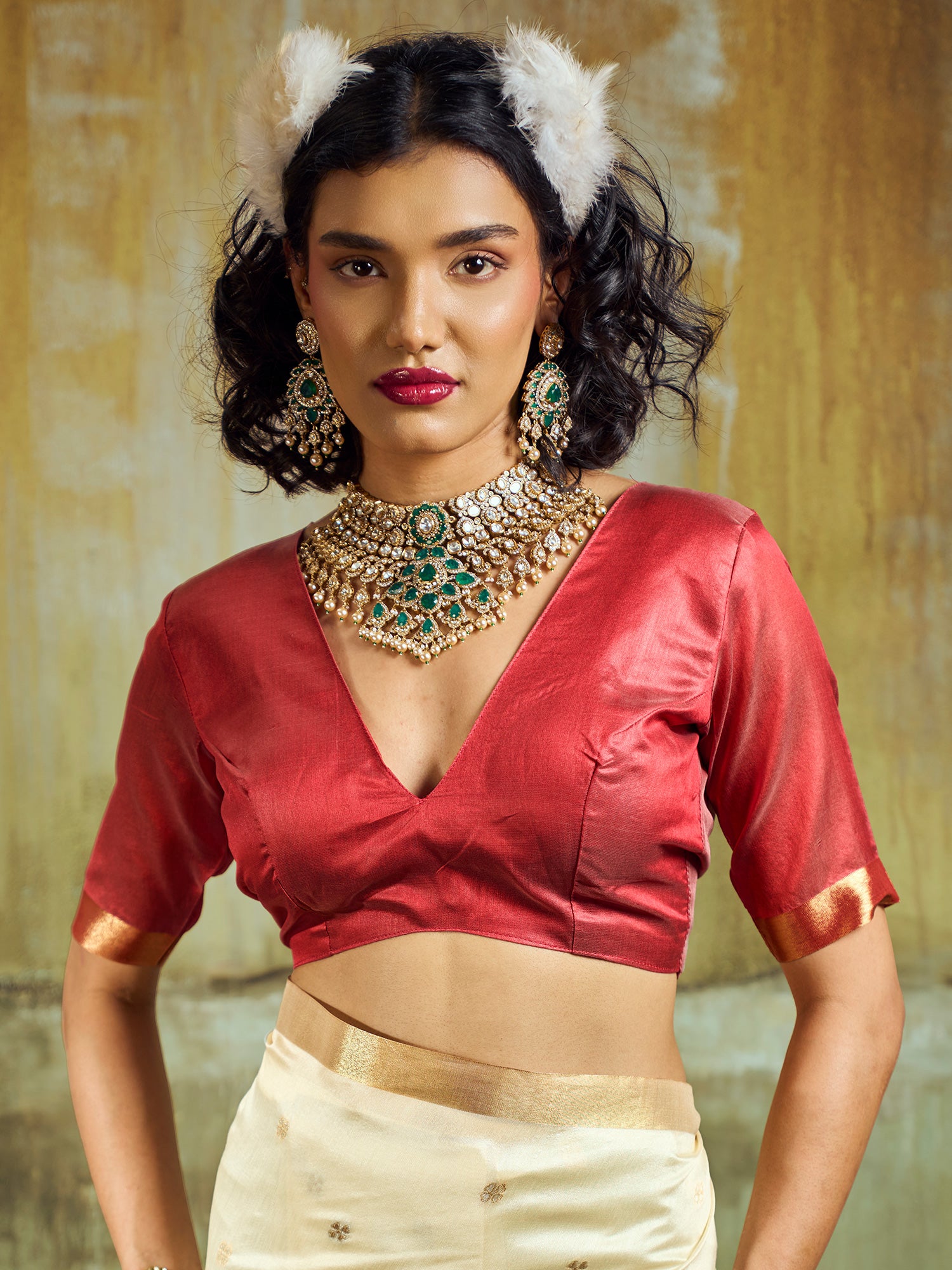 Women's Silk Blend Off White Woven Design Designer Saree With Blouse Piece