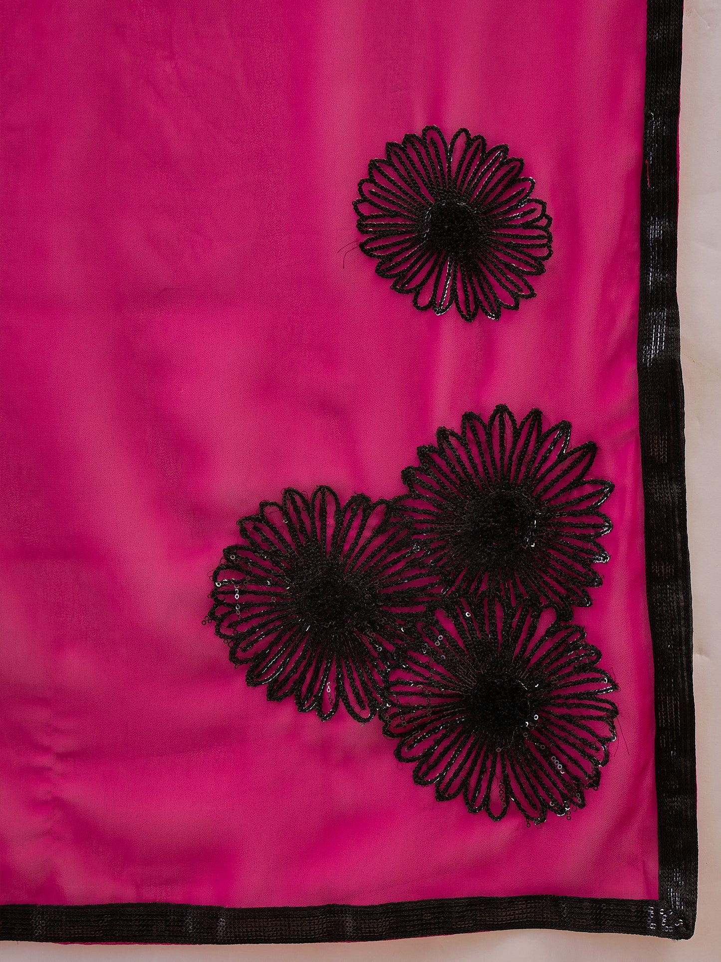 Women's Georgette Pink Embellished Designer Saree With Blouse Piece